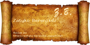 Zatyko Bereniké névjegykártya